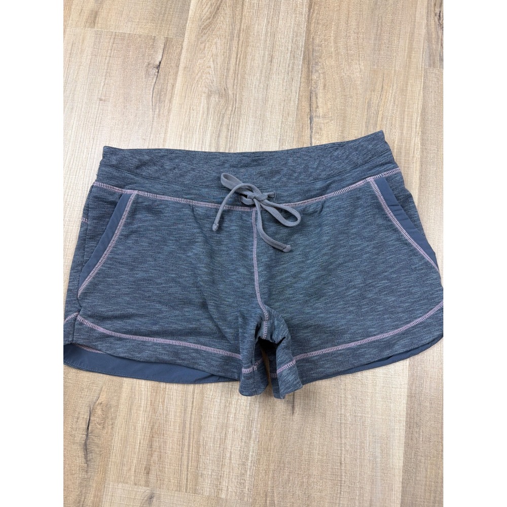Athleta Modern Metro Shortie Shorts Gray Heather Purple Stitching Womens Small